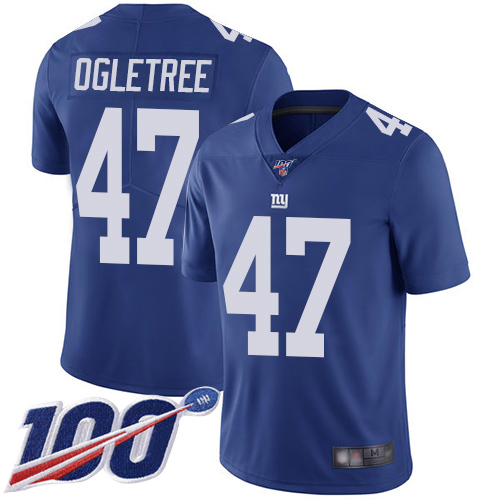 Men New York Giants #47 Alec Ogletree Royal Blue Team Color Vapor Untouchable Limited Player 100th Season Football NFL Jersey